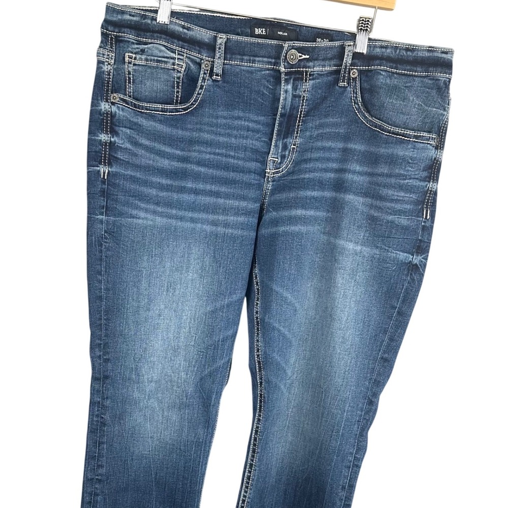 BKE Nolan Mens Straight Leg Jeans 38x30 Medium Wash Stretch Denim Blue